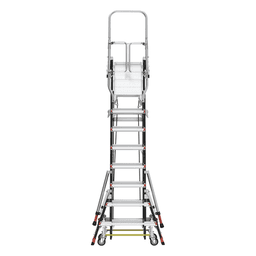 Escalera de Fibra de Vidrio  con Jaula de 8'-14' (2.44 - 4.27 m). Con Ajuste en Ruedas (RATCHET™ Leveler) (SKU:18515-817).