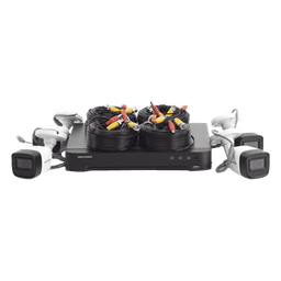 (MICRÓFONO INTEGRADO) KIT TURBOHD 5 Megapixel / DVR 4 Canales / 4 Cámaras Bala con Micrófono Integrado (exterior 2.8 mm) / Fuente de Poder / Accesorios de Instalación