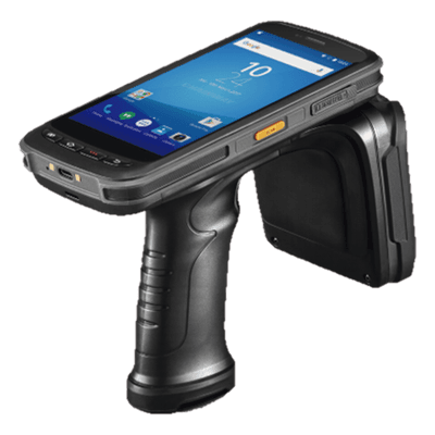 LECTOR RFID PORTATIL CON LECTURA DE LARGA DISTANCIA, IP65 UHF. CONTIENE BASE DE CARGA