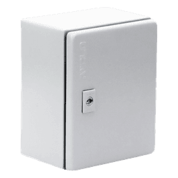 Gabinete de Acero / Nema 4 -IP 66 de 20 x 25 x 15 cm / Platina y certificado UL.