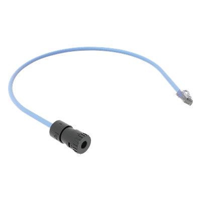Cable de Conexión en Campo Jack a Plug RJ45, Categoría 6A, CMP (Plenum), 0.5 Metros (1.64 Pies), Color Azul