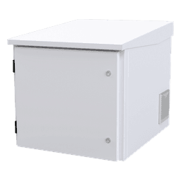 Gabinete PROFUNDO hasta 705 mm  de profundidad, de Exterior de 9UR con Ventiladores y Termostato, Se envía el Gabinete Armado, (Montaje a poste o torre se vende por separado).