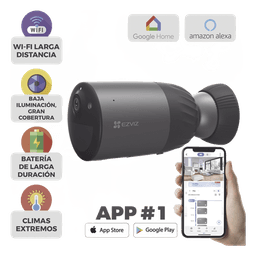 Cámara IP Inalámbrica Con Batería Recargable (Cero Cables) / Colores en Oscuridad / 2 Megapíxel  / Sirena y Estrobo / Alertas de Audio Personalizable / Uso en Exterior / Grabación en la Nube / Almacenamiento Interno