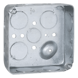 Caja Cuadrada 4 x 4"/Profundidad  1- 1/2"/ 11 Entradas de 3/4" y 1 de 1/2".