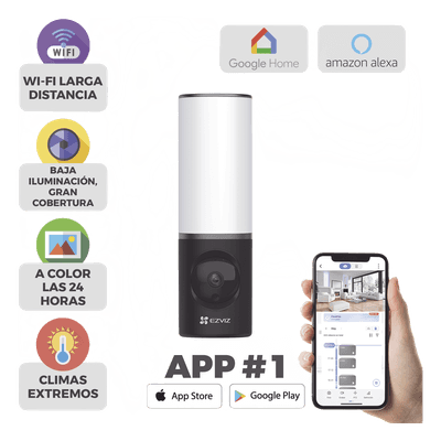 Cámara IP 4 Megapíxel / Wi-Fi / Lampara Integrada / Audio de dos vías / Imágen Nocturna a Color / Detección Humana / Audios Personalizables / Almacena en Memoria Interna / Uso Exterior con Protección