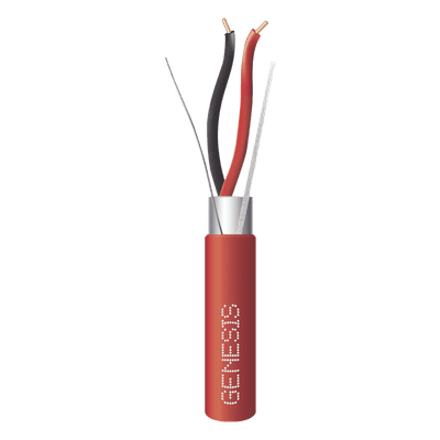 Carrete de 152 Metros (500 Pies) de Alambre / 2 x 14 AWG / Riser / BLINDADO / Tipo FPLR / Color Rojo / Para Aplicaciones en Sistemas de Detección de Incendio y Sistemas de Evacuación