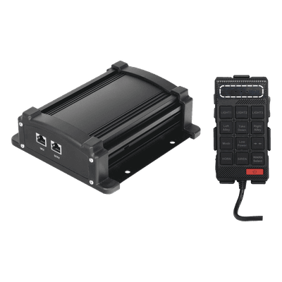Sirena Vehicular de 100W de Potencia Con Controlador Unimando, Micrófono, Control de Tonos y Patrones de destello de Barras de Luces Serie X67 / X75