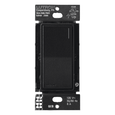 Apagador electrónico Sunnata de encendido y apagado, 8 A en iluminación y motores de 1/4 HP a 120 V, requiere neutro, color negro Midnight satinado, para sistema RadioRA 3
