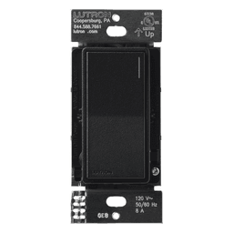 Apagador electrónico Sunnata de encendido y apagado, 8 A en iluminación y motores de 1/4 HP a 120 V, requiere neutro, color negro Midnight satinado, para sistema RadioRA 3