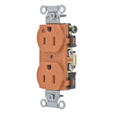 Contacto Dúplex Conexión a Tierra Aislada/ 15A 125V/ 2 polos 3 Hilos/ Nema 5-15R /Grado Comercial/ Color Naranja.