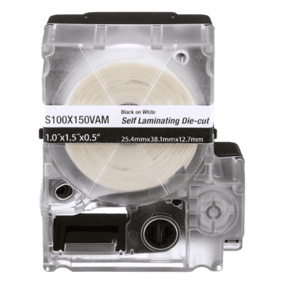 Casete de 175 Etiquetas Autolaminadas de 25.4 x 38.1 mm (1 x 1.5 pulgadas), para Cables de 4 a 8.1 mm (0.16 a 0.32 pulgadas) de Diámetro, Área de Impresión Color Blanco