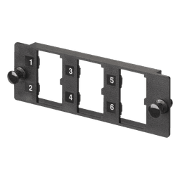 Placa Modular FAP de 6 Puertos Mini-Com, Acepta Módulos de Fibra Óptica, Cobre o Audio y Video, Color Negro