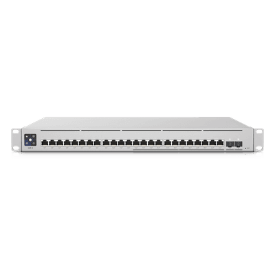 UniFi Switch Empresarial Capa 3 de 24 puertos PoE 802.3af/at (12 puertos 2.5G y 12 puertos 1G) + 2 puertos 1/10G SFP+, 400W, pantalla informativa