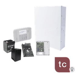 Kit de alarma con panel de 8 zonas cableadas y hasta 40 inalámbricas, comunicador IP/4G y monitoreo Total Connect