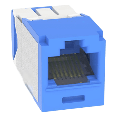 Conector Jack RJ45 Estilo TG, Mini-Com, Categoría 6A, Con Gel Resistente a la Corrosión, de 8 Posiciones y 8 Cables, Color Azul