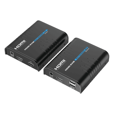 Kit extensor KVM (HDMI y USB) hasta 120 metros | Resolución 1080P @ 60 Hz | Soporta STP y UTP CAT6 | Soporta Switch Gigabit para control KVM múltiple | Soporta hasta 253 receptores | Transmite el Video y Controla tu DVR vía USB