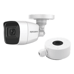 KIT DE CÁMARA + MONTAJE / Cámara Bala TURBOHD 2 Megapixel (1080p) / Gran Angular 106° / Lente 2.8 mm / 25 mts IR EXIR / Exterior IP66 / 4 Tecnologías / dWDR
