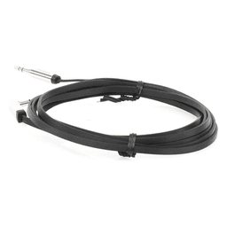 Cable Auxiliar Plano 2 Metros / Conector 3.5mm a 3.5mm / Macho-Macho / Recto a Angulo / Ángulo de 90° en una de sus Puntas / Color Negro