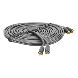 Cable de Audio 2 RCA Macho a 2 RCA Macho / 5 Metros (16.40 Pies) / Color Negro / Alta Calidad / Anillos de Goma para Asegurar un Agarre Firme al Instalar o Quitar el Cable