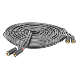 Cable de Audio 2 RCA Macho a 2 RCA Macho / 5 Metros (16.40 Pies) / Color Negro / Alta Calidad / Anillos de Goma para Asegurar un Agarre Firme al Instalar o Quitar el Cable