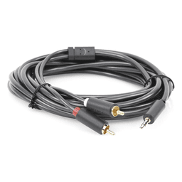 Cable Adaptador de 3.5mm Macho a 2 RCA Macho / 5 Metros (16.40 Pies) / Color Gris / Blindaje Múltiple / ABS / Alta Calidad