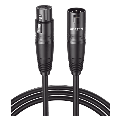 Cable para Micrófono XLR Tipo Canon Macho a Hembra / 10 Metros / Plug & Play / Antiinterferencias / Triple Blindaje / Alta Calidad / Color Negro
