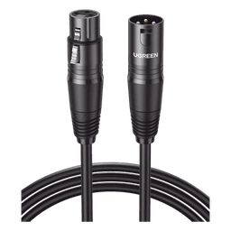 Cable para Micrófono XLR Tipo Canon Macho a Hembra / 10 Metros / Plug & Play / Antiinterferencias / Triple Blindaje / Alta Calidad / Color Negro