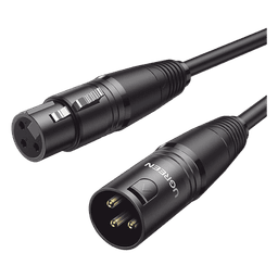 Cable para Micrófono XLR Tipo Canon Macho a Hembra / 10 Metros / Plug & Play / Antiinterferencias / Triple Blindaje / Alta Calidad / Color Negro