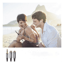 Cable Adaptador/Divisor de Audio de 3.5mm Macho a 2 Terminales de 3.5mm Hembra / 25 cm de Longitud / Cable TPE / Color Negro 