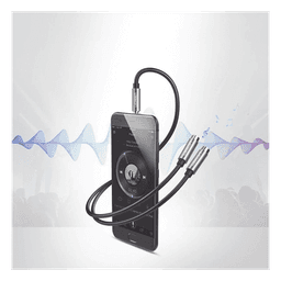 Cable Adaptador/Divisor de Audio de 3.5mm Macho a 2 Terminales de 3.5mm Hembra / 25 cm de Longitud / Cable TPE / Color Negro 