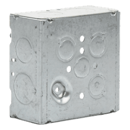 Caja Cuadrada 4 11/16" x 4 11/16"/ Profundidad 2- 1/8"/ 4 Entradas 1", 4 Entradas 3/4", 1 Entrada 1/2" y 3 TKO (1/2"-3/4").