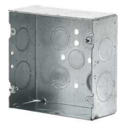 Caja Cuadrada 4 11/16" x 4 11/16"/ Profundidad 2- 1/8"/ 4 Entradas 1", 4 Entradas 3/4", 1 Entrada 1/2" y 3 TKO (1/2"-3/4").