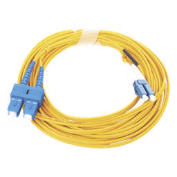 Jumper de Fibra Óptica Monomodo 9/125 LC/UPC-SC/UPC, PVC, 2.0 mm, Dúplex, Amarillo, 5 Metros (16.40 Pies)