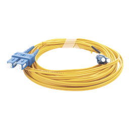 Jumper de Fibra Óptica Monomodo 9/125 LC/UPC-SC/UPC, PVC, 2.0 mm, Dúplex, Amarillo, 5 Metros (16.40 Pies)