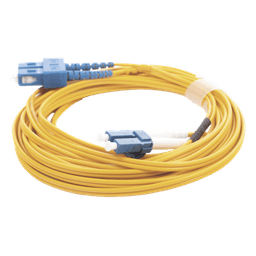 Jumper de Fibra Óptica Monomodo 9/125 LC/UPC-SC/UPC, PVC, 2.0 mm, Dúplex, Amarillo, 5 Metros (16.40 Pies)
