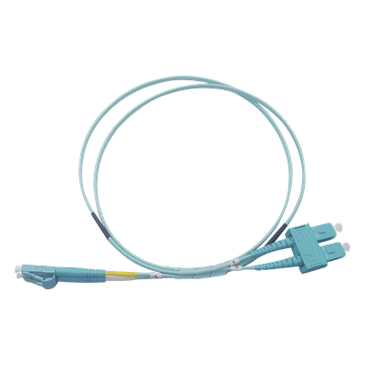 Jumper de Fibra Óptica Multimodo OM3 50/125 LC-SC OFNR (Riser), 2.0 mm, Dúplex, Aqua, 3 metros (9.84 pies)