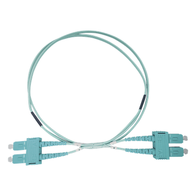 Jumper de Fibra Óptica Multimodo OM3 50/125 SC-SC OFNR (Riser), 2.0 mm, Dúplex, Aqua, 3 Metros (9.84 Pies)