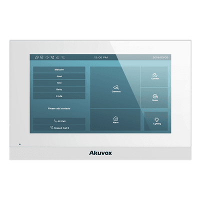 Monitor Color Blanco Linux / Pantalla Touch de 7 Pulgadas / SIP / POE / WIFI / Compatible con Frentes de Calle Akuvox
