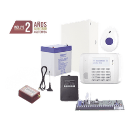 Kit de alarma con panel de seguridad, comunicador celular 4G LTE-M multimarca y botón de pánico con detección de caídas