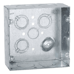 Caja Cuadrada 4 11/16 x 4 11/16"/ Profundidad 2- 1/8"/ Cuenta con 1 Entrada de 1/2", 8 de 1" y  3 TKO  (1/2"-3/4").