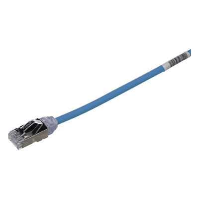 Patch Cord Cat6A, Diametro Reducido 28 AWG, Blindado S/FTP, CM/LS0H, 0.20 Metros (0.66 Pies), Color Azul