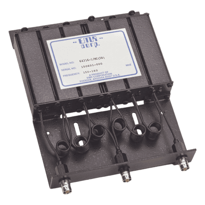 Duplexer Compacto de Rechazo de Banda, 150-160 MHz, 4.6 a 6 MHz Sep. Tx-Rx, 50 Watt, BNC Hembra.