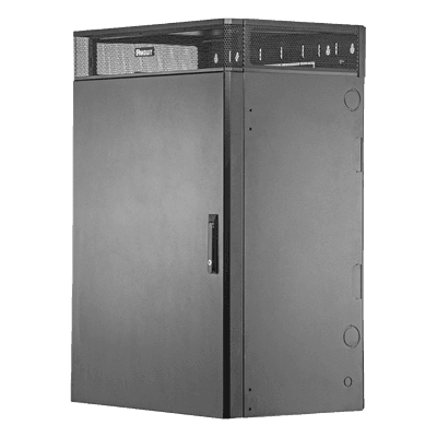 Gabinete de Montaje en Pared TrueEdge™, Con 9 UR para Equipo Activo y 9 UR para Paneles de Parcheo, Fabricado en Acero, Color Negro