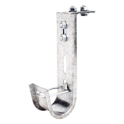 Soporte (Gancho) tipo J-Hook, hasta 14 cables Cat6, ideal para soportar cableado en los espacios de manipulación al aire, Para instalación en interior