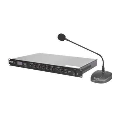KIT de Amplificador de 120W Modelo SF120DTB | más Micrófono de Escritorio Modelo SF621A