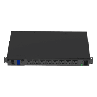 PDU Switchable y Monitoreable por Toma (MS) para Distribución de Energía, Enchufe de Entrada NEMA L5-20P, Con 8 Salidas 5-20R, Horizontal 19in, 120 Vca, 15 Amp, 1UR