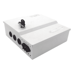 Fuente de poder profesional de 12 Vcc @ 16 A / para 16 cámaras / Con capacidad de batería de respaldo / Requiere batería / Voltaje de entrada de 96-264 Vca 