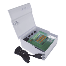 Fuente de poder profesional de 12 Vcc @ 16 A / para 16 cámaras / Con capacidad de batería de respaldo / Requiere batería / Voltaje de entrada de 96-264 Vca 