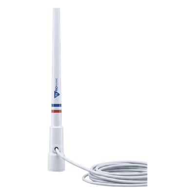 Antena Marina VHF / Fibra de Vidrio / 156-163 MHz / 6.5 dBi / Cable 10 m (32.8 ft) / PL-259 / Exterior IP67