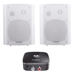 Kit  Altavoces + Modulo Receptor BT | Montaje en Pared | 2x20W RMS | Material ABS y Reja Metálica | Bracket de Metal | Color Blanco